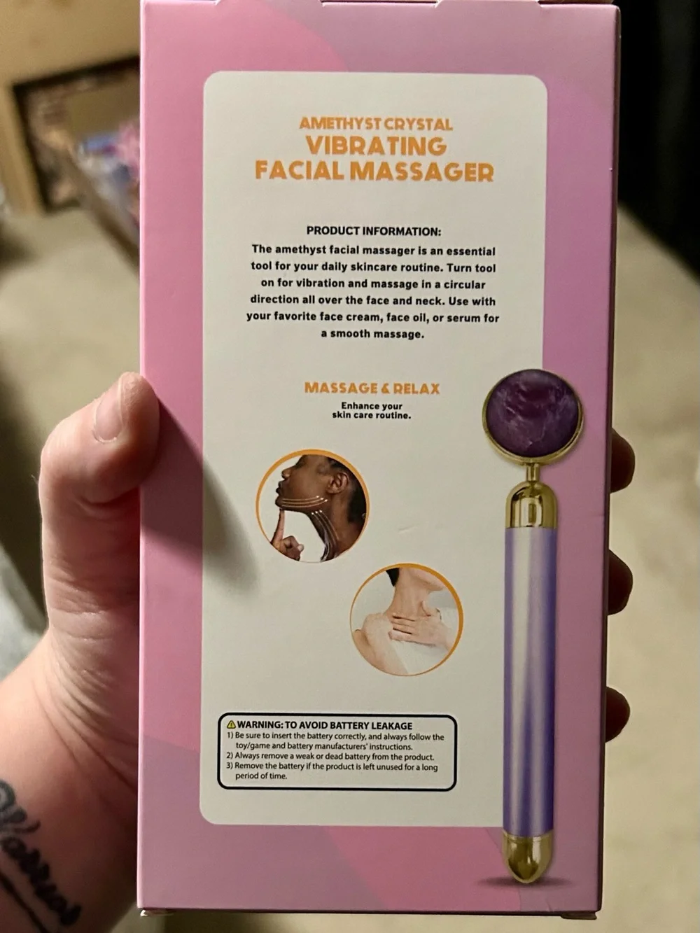 Amethyst Crystal Vibrating Facial Massager - Purple